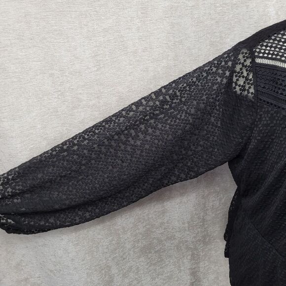 Lane Bryant Black Mock-Neck Illusion Lace Peplum Blouse Women's Plus Size 30/32 - Picture 5 of 16